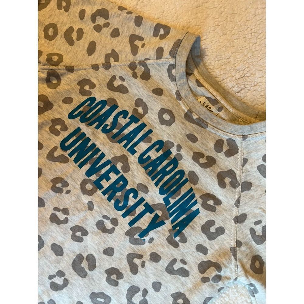 League Brand Coastal Carolina University Leopard Lightweight Pullover, Sz S - Picture 3 of 6